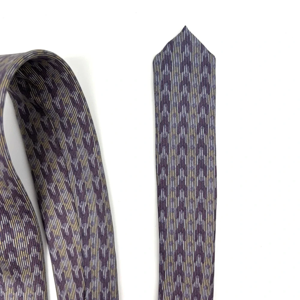 Vintage 80s Henry Grethel 100% Silk Slip-stitch Lavender Abstract Necktie 57